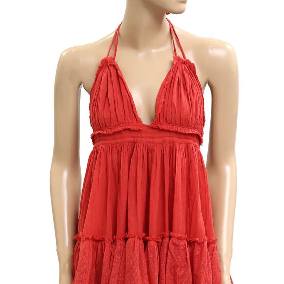 Free People Endless Summer 100 Degree Mini Dress Halter Beach Ruffle S 283567 - Picture 13 of 14